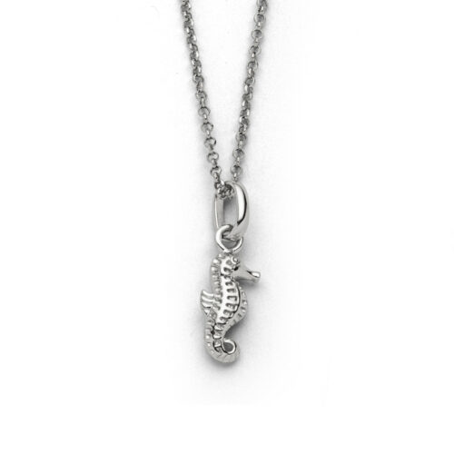 DUR Schmuck zierliche Kette SEEPFERDCHEN Silber 925/- rhodiniert 42cm (K2646)