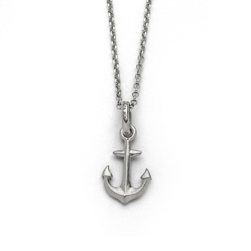 DUR Schmuck zierliche Kette ANKER Silber 925/- rhodiniert 42cm (K2645)