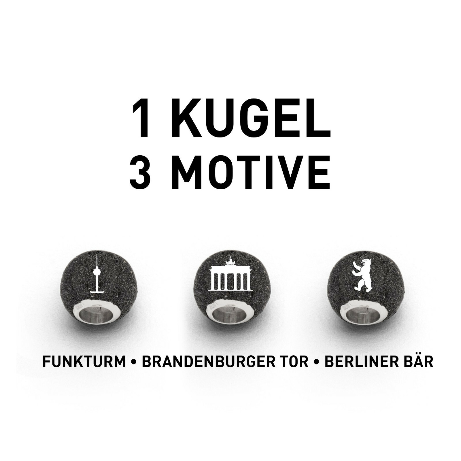 DUR Schmuck Bead BERLIN Lavasand, Silber 925/- rhodiniert. (P3564) – Bild 1