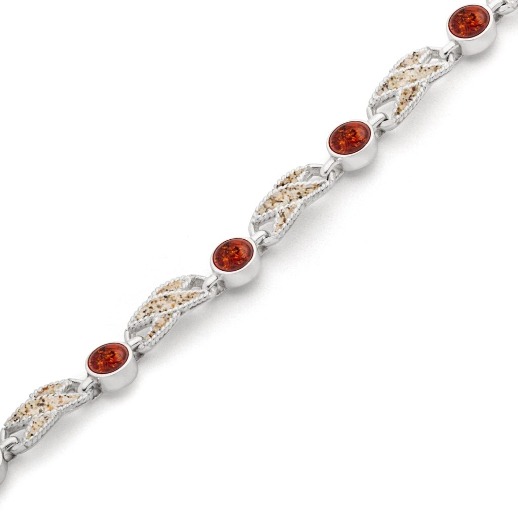 DUR Armband ELEGANZA Strandsand/Bernstein Silber 925/- poliert 18cm + 3cm A1749