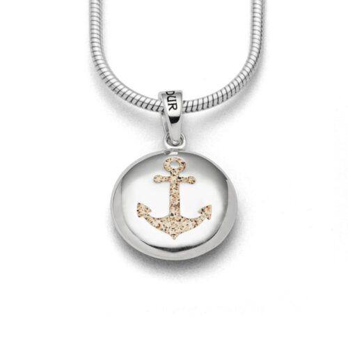 DUR Schmuck Anhänger ANKER/MUSCHEL Ellipse, Strandsand, Silber 925/- rhod. P4134