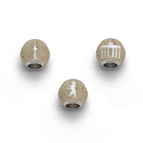 DUR Schmuck Bead BERLIN Steinsand (aus der Mauer), Silber 925/- rhod. (P3607)