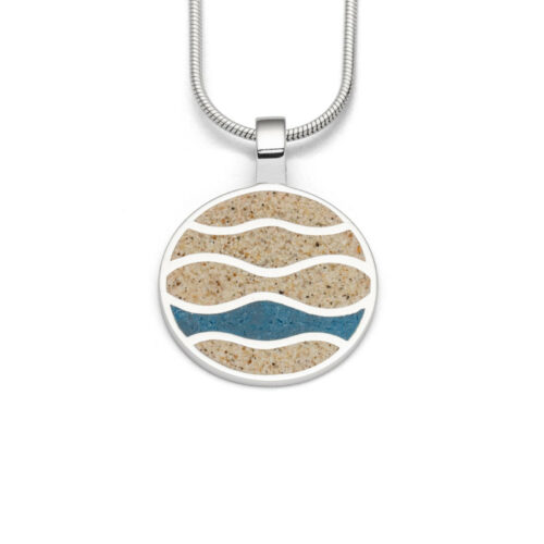 DUR Schmuck Anhänger STRANDWELLEN Stein-Strandsand, Silber 925/- rhod. (P3782)