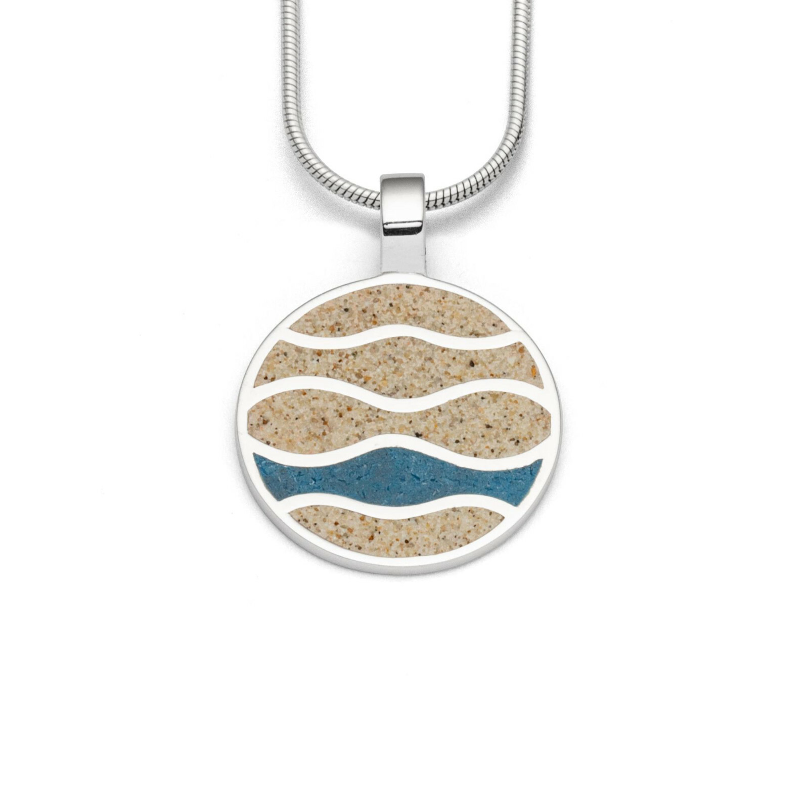DUR Schmuck Anhänger STRANDWELLEN Stein-Strandsand, Silber 925/- rhod. (P3782) – Bild 1