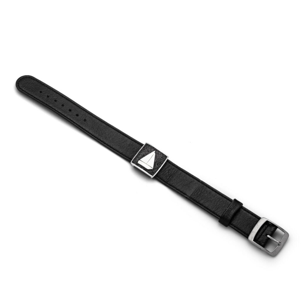 Dur Leder Armband SEGELSCHIFF Lavasand, Silber 925/- 23cm (A1507)
