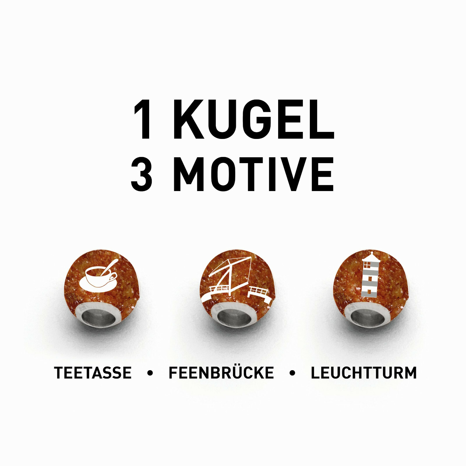 DUR Schmuck Bead OSTFRIESLAND Bernstein Silber 925/- rhod. (P3722) Wechselperle – Bild 1