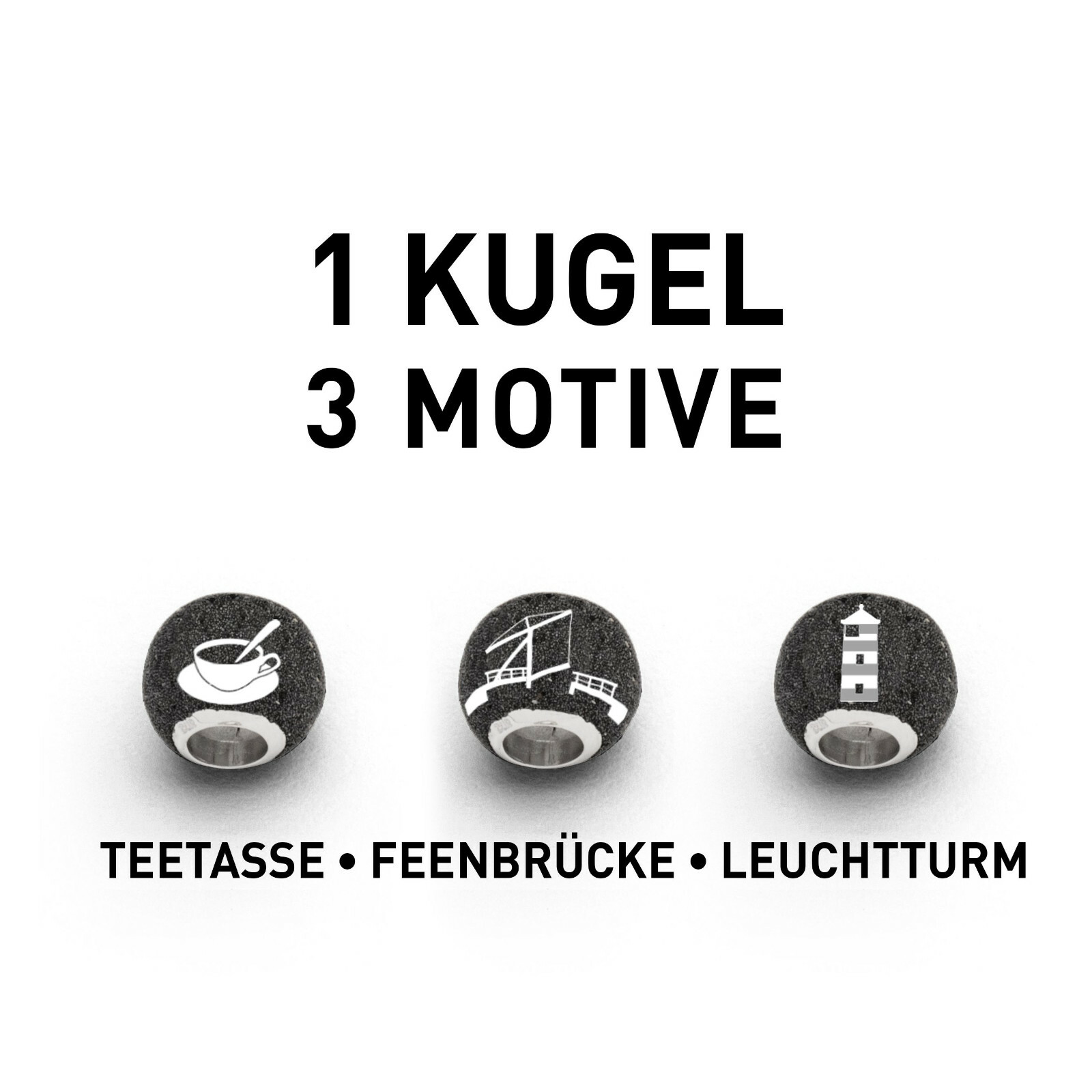 DUR Schmuck Bead OSTFRIESLAND Lavasand, Silber 925/- rhod. (P3550) Wechselperle – Bild 1