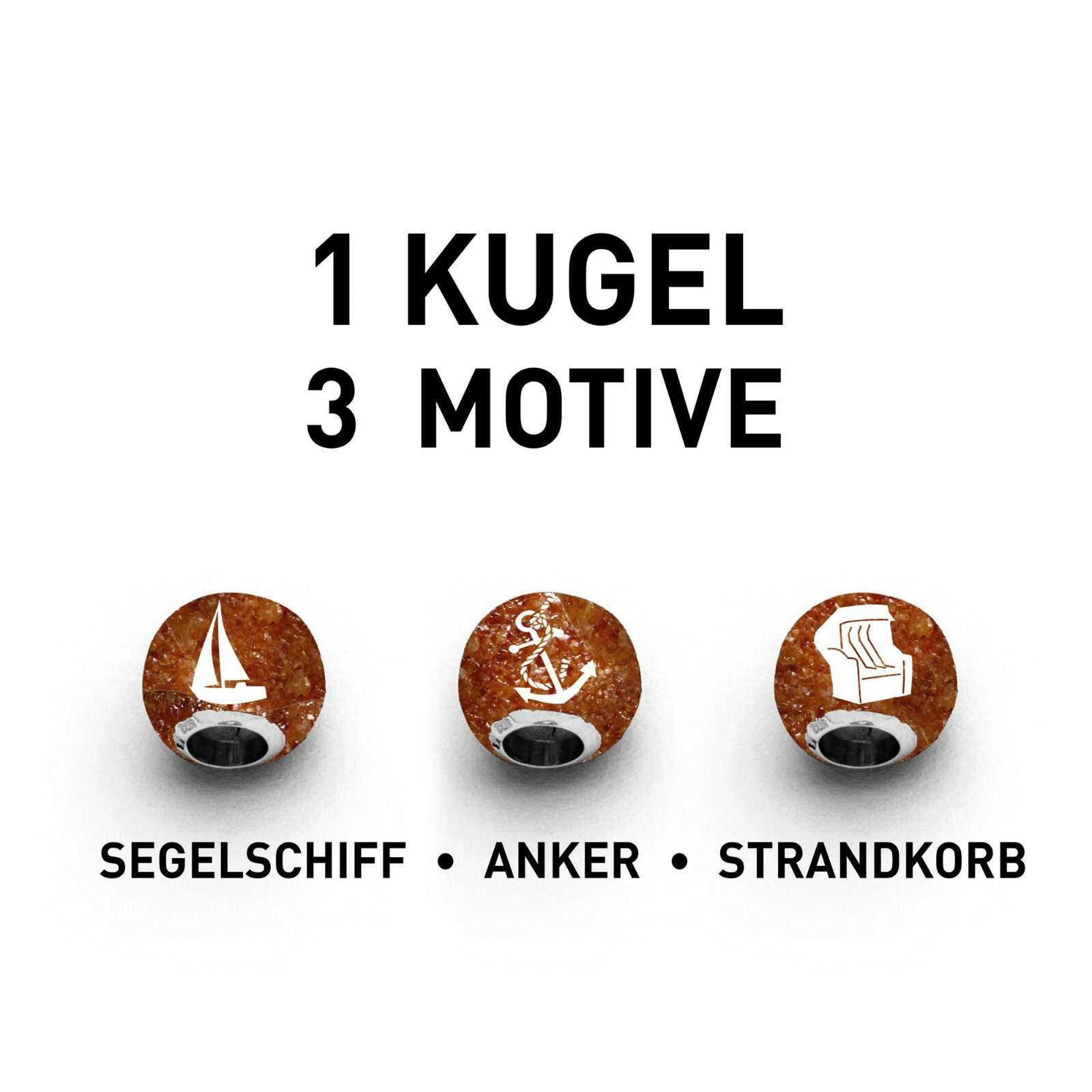 DUR Schmuck Bead OSTSEE Bernstein Silber 925/- rhod. (P3599) Wechselperle – Bild 1