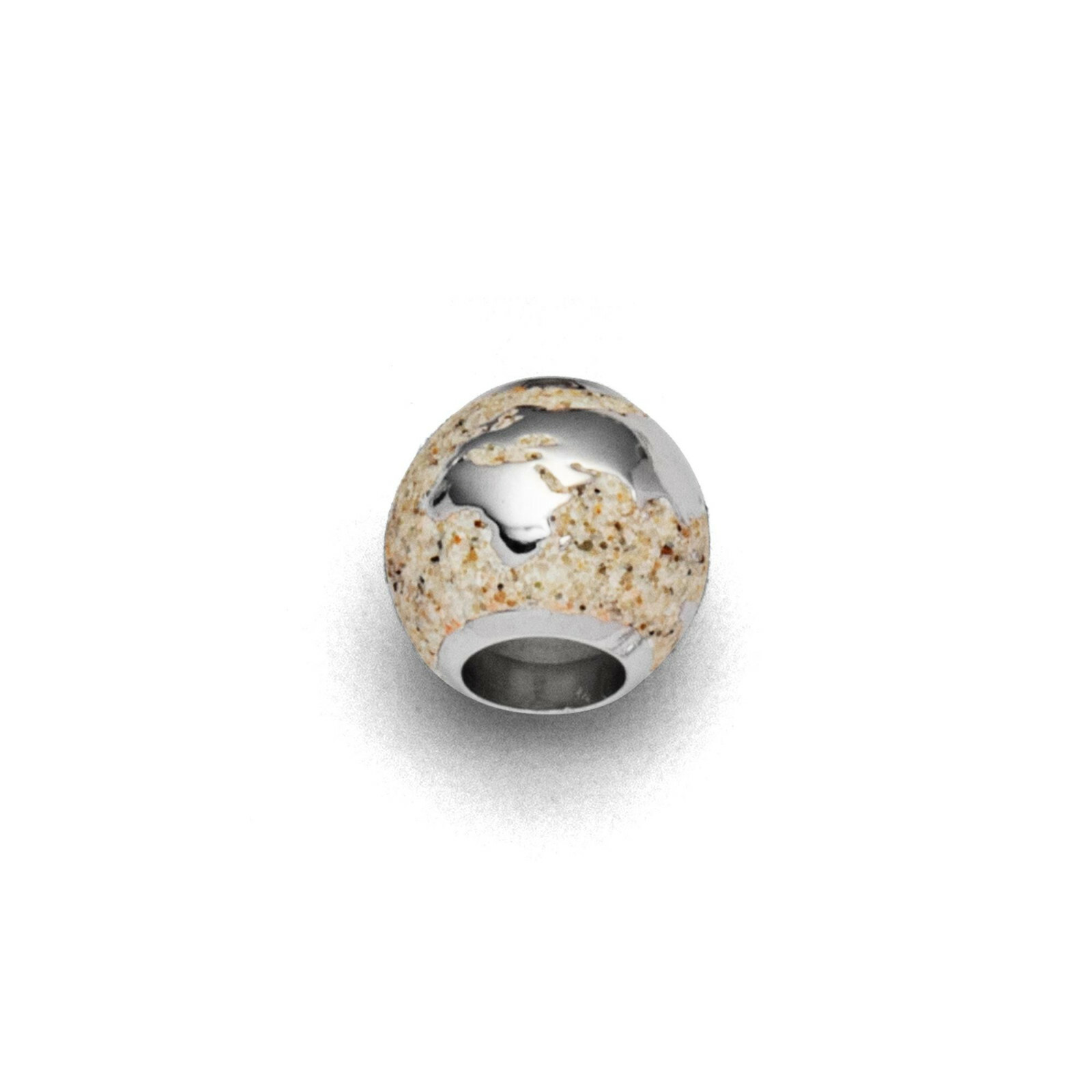 DUR Schmuck Bead WELTKUGEL Strandsand, Silber 925/- rhod. (P3818) Wechselperle – Bild 1