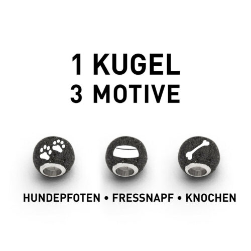 DUR Schmuck Bead LUCKY DOG Lavasand, Silber 925/- rhod. (P3414) Wechselperle