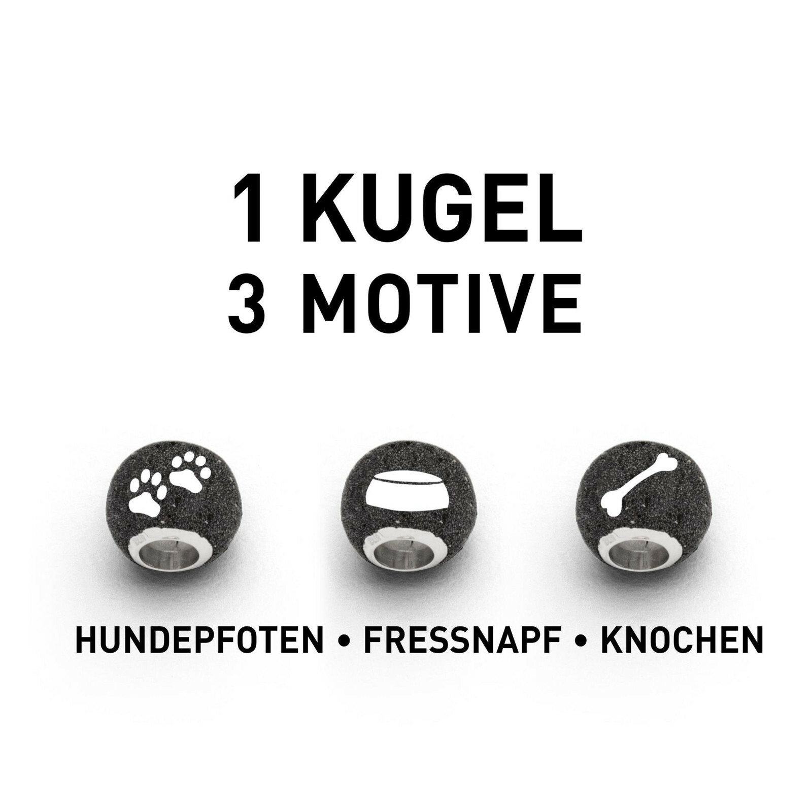 DUR Schmuck Bead LUCKY DOG Lavasand, Silber 925/- rhod. (P3414) Wechselperle – Bild 1