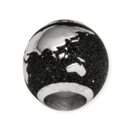 DUR Schmuck Bead WELTKUGEL Lavasand, Silber 925/- rhod. (P3819) Wechselperle