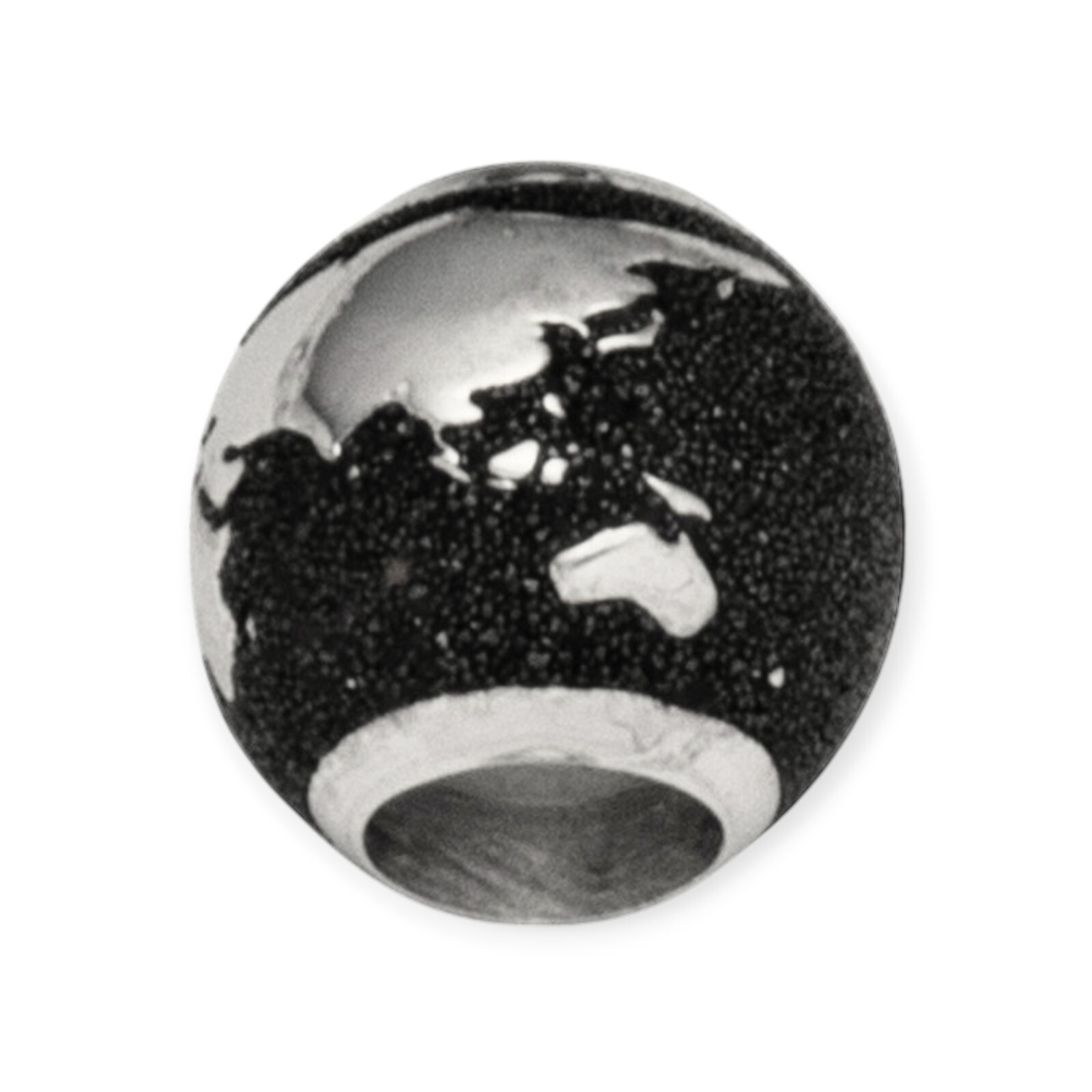 DUR Schmuck Bead WELTKUGEL Lavasand, Silber 925/- rhod. (P3819) Wechselperle – Bild 1
