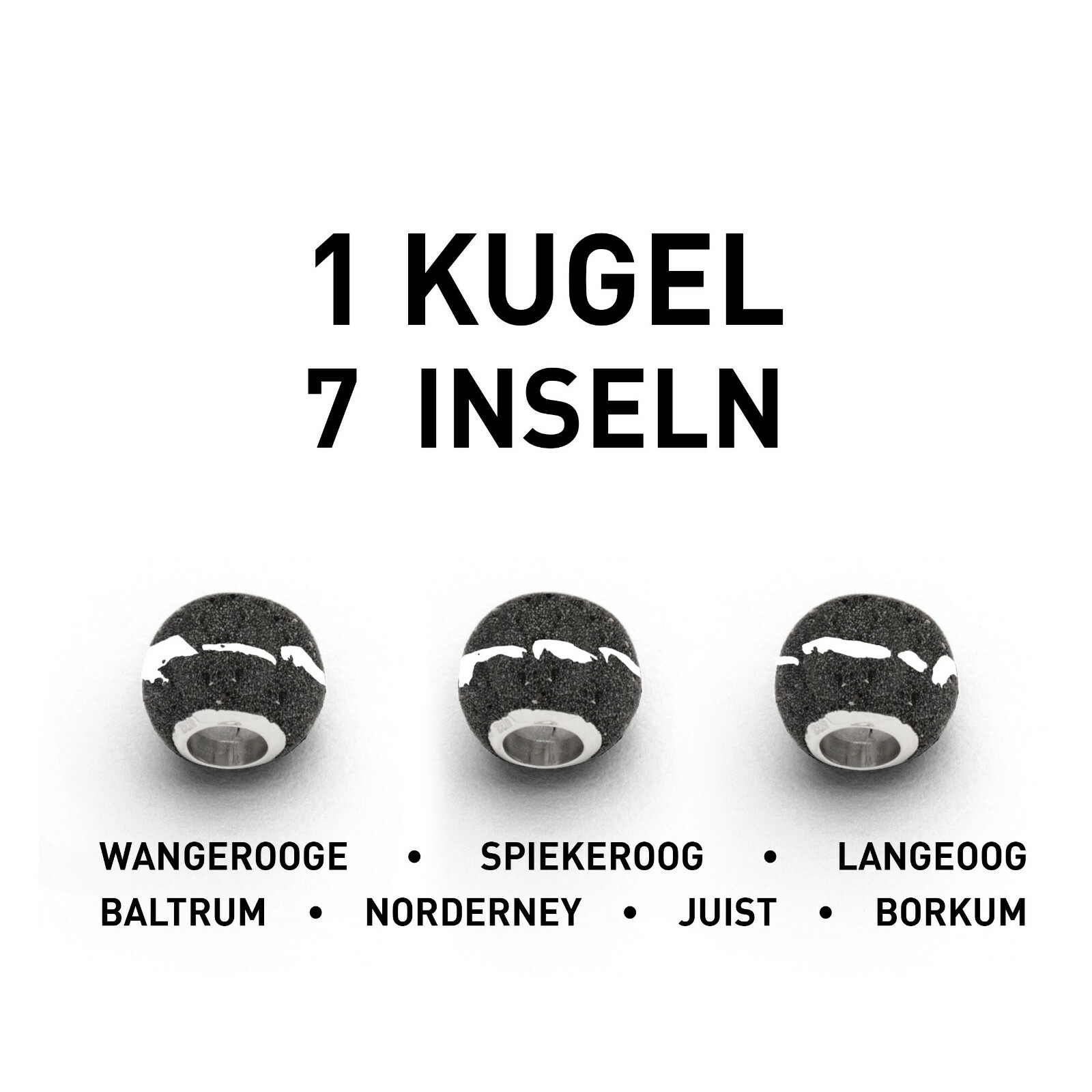 DUR Schmuck Bead NORDSEE Lavasand, Silber 925/- rhod. (P3614) Wechselperle – Bild 1