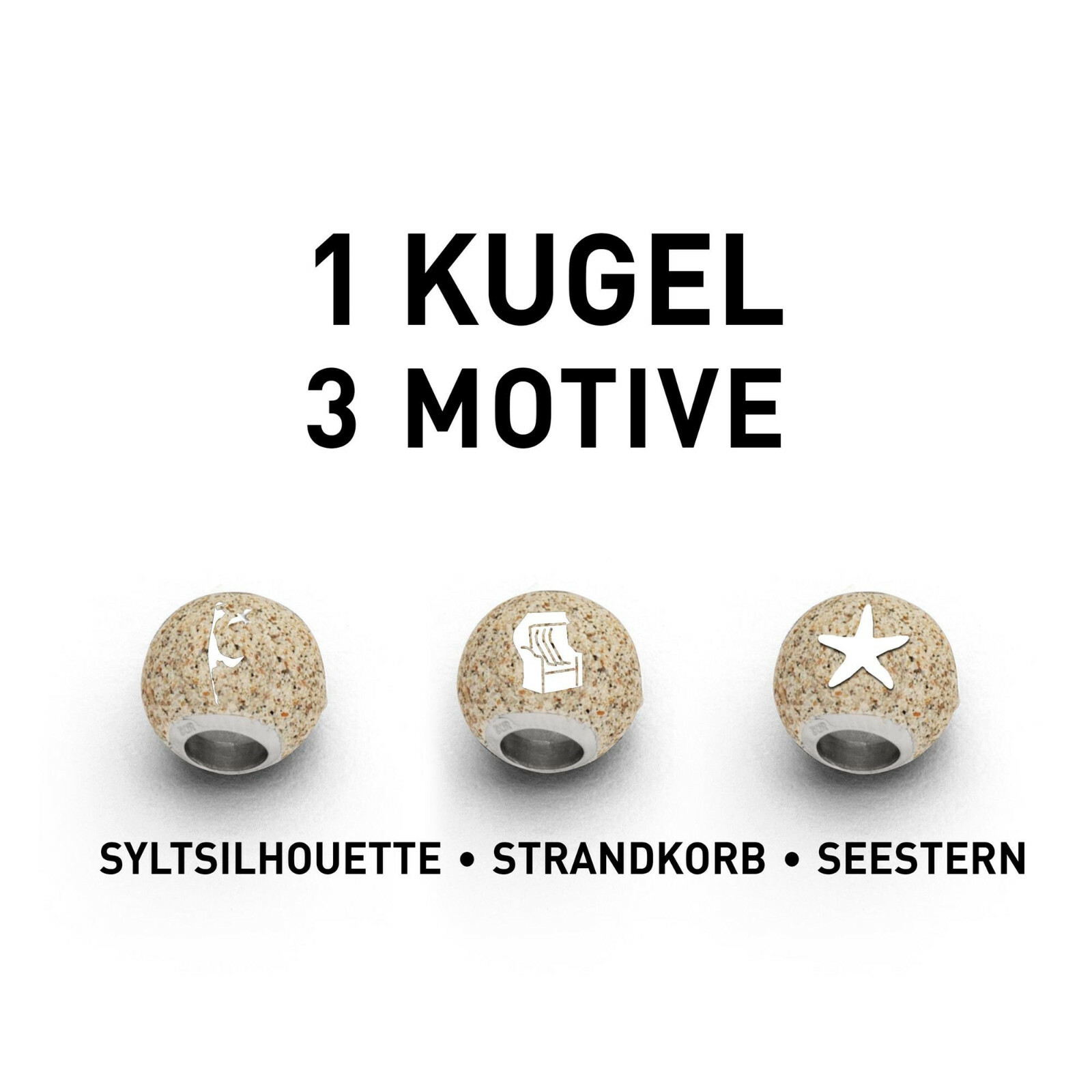 DUR Schmuck Bead SYLT Strandsand, Silber 925/- rhodiniert (P3419) Wechselperle – Bild 1