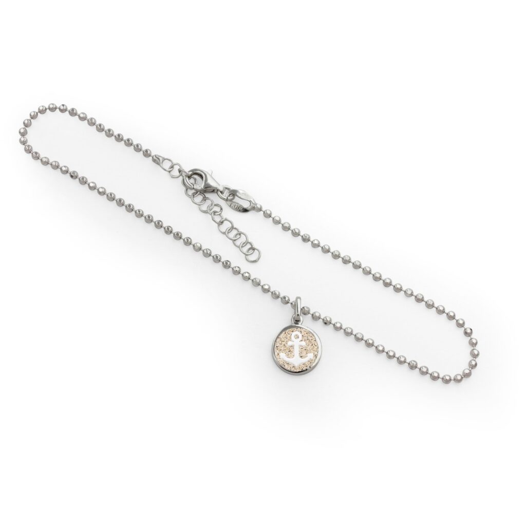 DUR Schmuck Fußkette HOFFNUNG Strandsand Silber 925/- rhod. 22,5cm + 3cm (A1706)