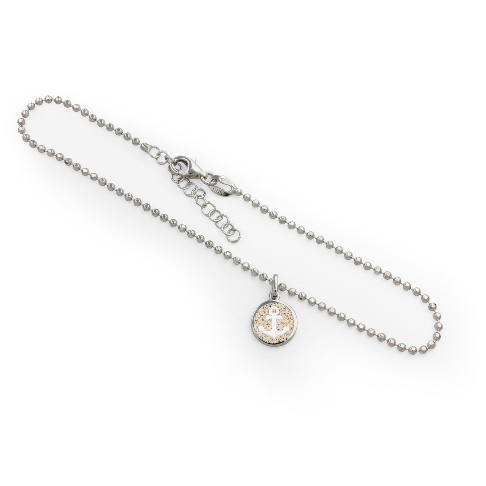 DUR Schmuck Fußkette HOFFNUNG Strandsand Silber 925/- rhod. 22,5cm + 3cm (A1706) – Bild 1
