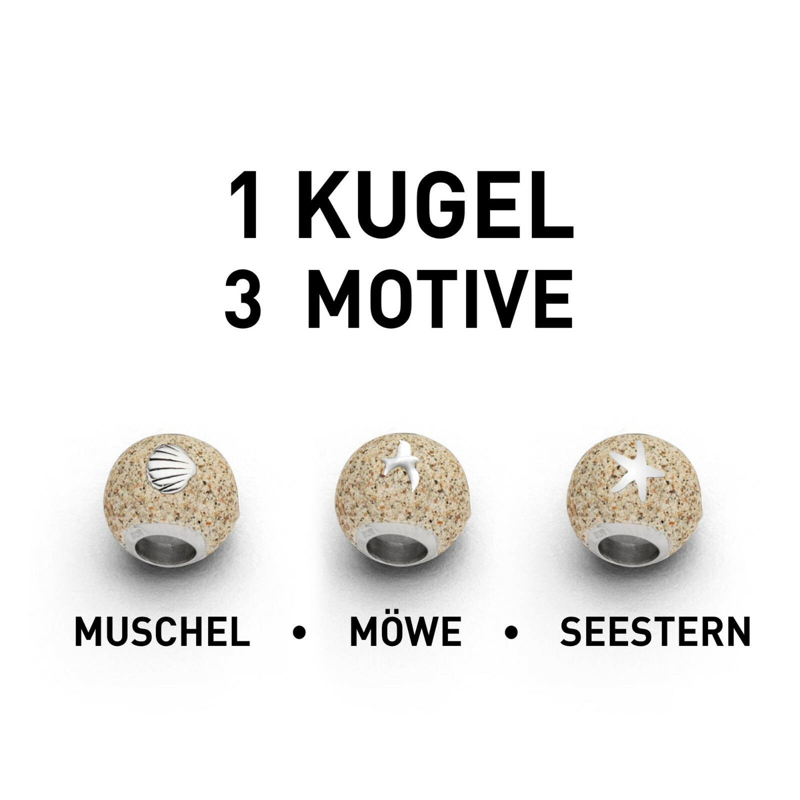 DUR Schmuck Bead STRANDSAND Silber 925/- rhodiniert (P3192) Wechselperle – Bild 1