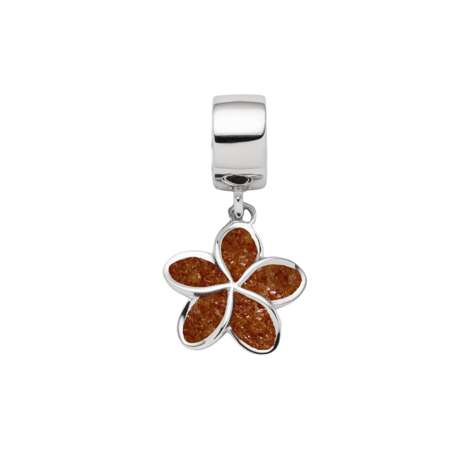 DUR Schmuck Charm PLUMERIA BLÜTE Bernsteinsand, Silber 925/- rhodiniert (F323) – Bild 1