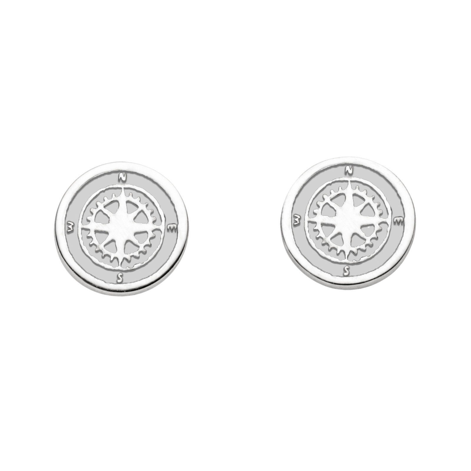 DUR Schmuck Ohrstecker KOMPASS, Silber 925/- hell rhod. (O5389) – Bild 1