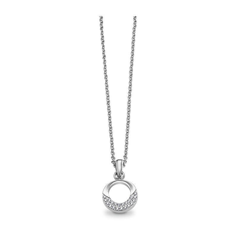 Damen Edelstahl Kette mit Anhänger Zirkonia - 45cm + 5cm Verlängerung (ST8-094) – Bild 1