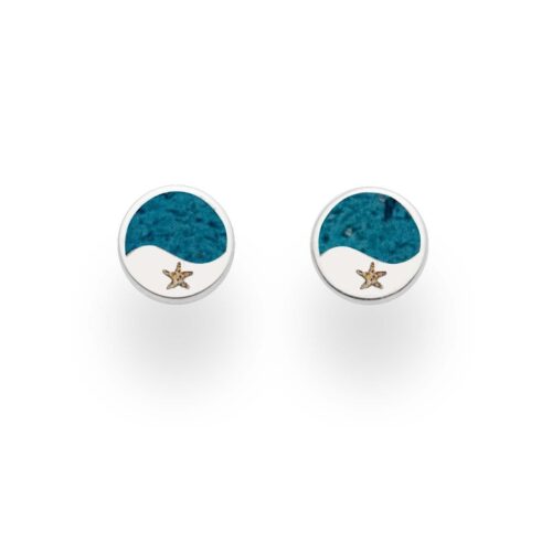 DUR Schmuck Ohrstecker WELLE SEESTERN Steinsand,Strandsand, Silber 925/- (O5368)