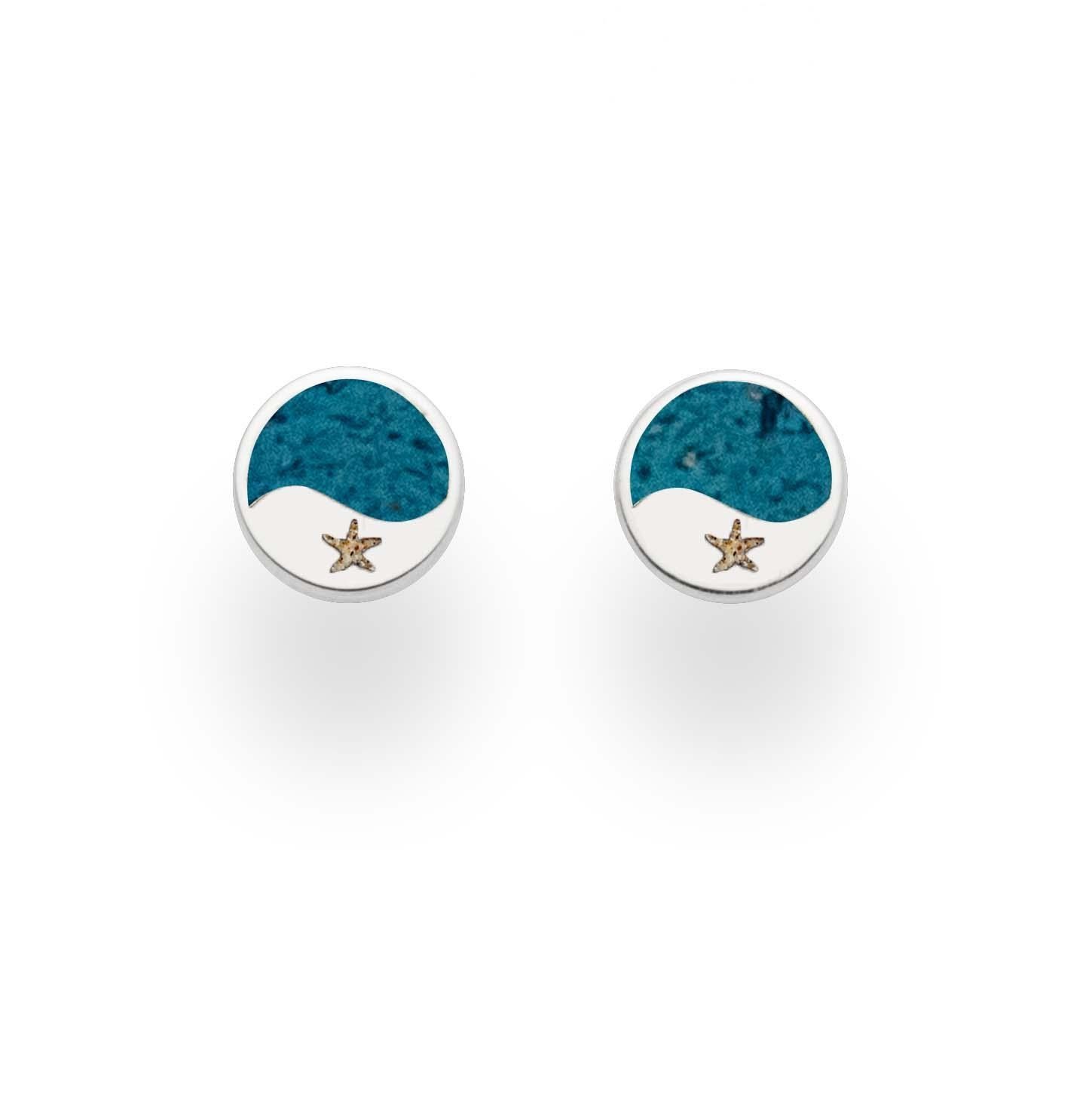 DUR Schmuck Ohrstecker WELLE SEESTERN Steinsand,Strandsand, Silber 925/- (O5368) – Bild 1