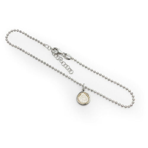 DUR Schmuck Fußkette MUSCHEL Strandsand Silber 925/- rhod. 22,5cm + 3cm (A1663)