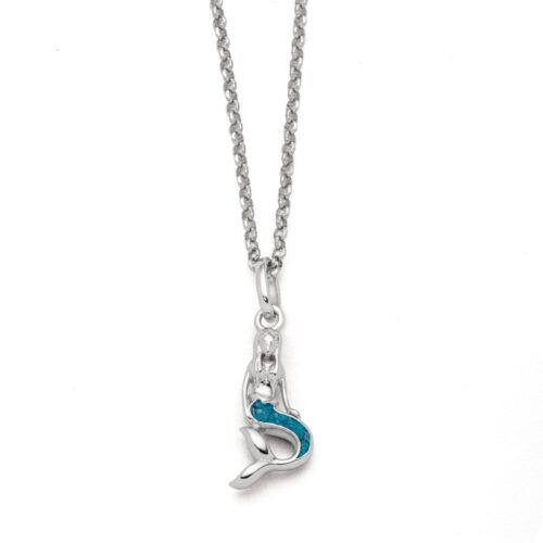 DUR Schmuck Kette MEERJUNGFRAU blauer Steinsand, Silber 925/- rhod. 42cm (K2774)
