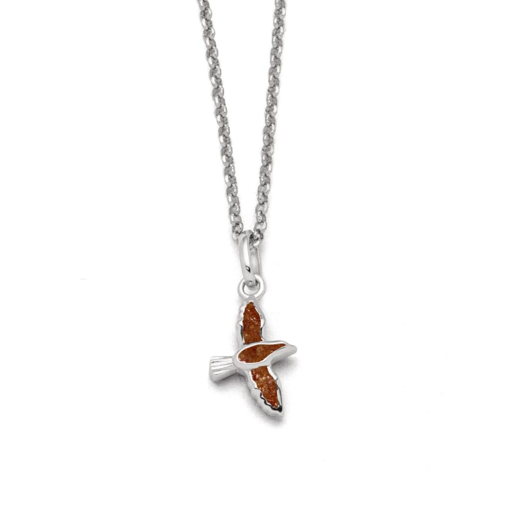 DUR Schmuck Kette MÖWE Bernsteinsand, Silber 925/- rhodiniert 42cm (K2768)