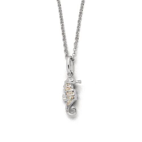 DUR Schmuck Kette SEEPFERDCHEN Strandsand, Silber 925/- rhodiniert 42cm (K2717)