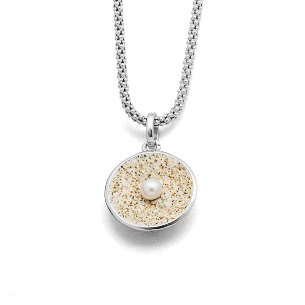 DUR Schmuck Anhänger  STRANDPERLE Strandsand, Perle, Silber 925/- (P2992)
