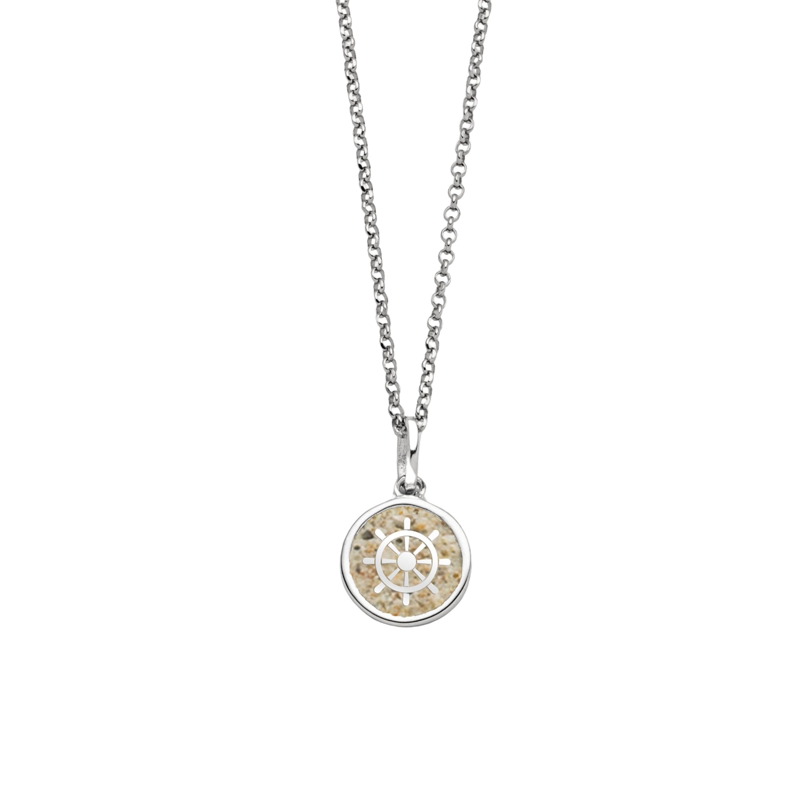 DUR Schmuck Kette STEUERRAD 2.0 Strandsand Silber 925/- rhodiniert 45cm (K2962) – Bild 1