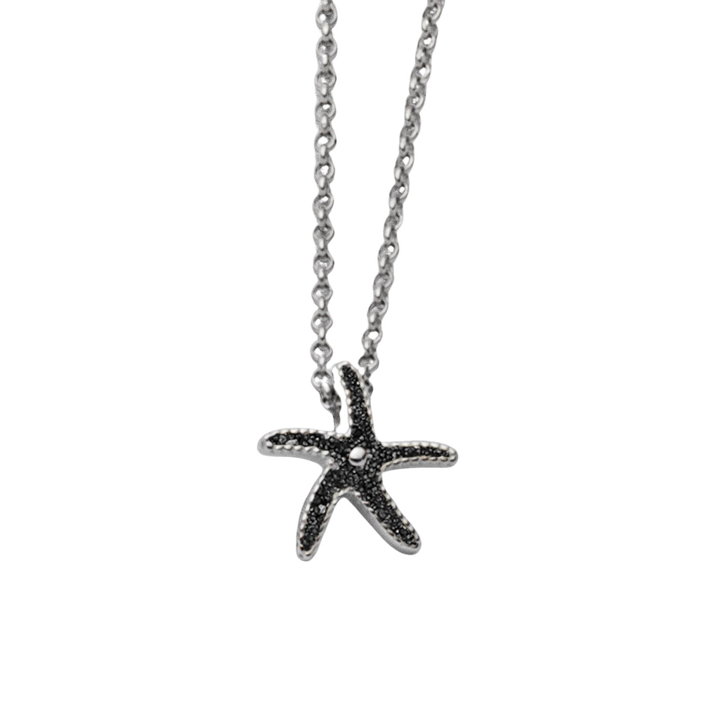 DUR Schmuck Kette SEESTERN Lavasand Silber 925/- rhodiniert 45cm (K2950) – Bild 1