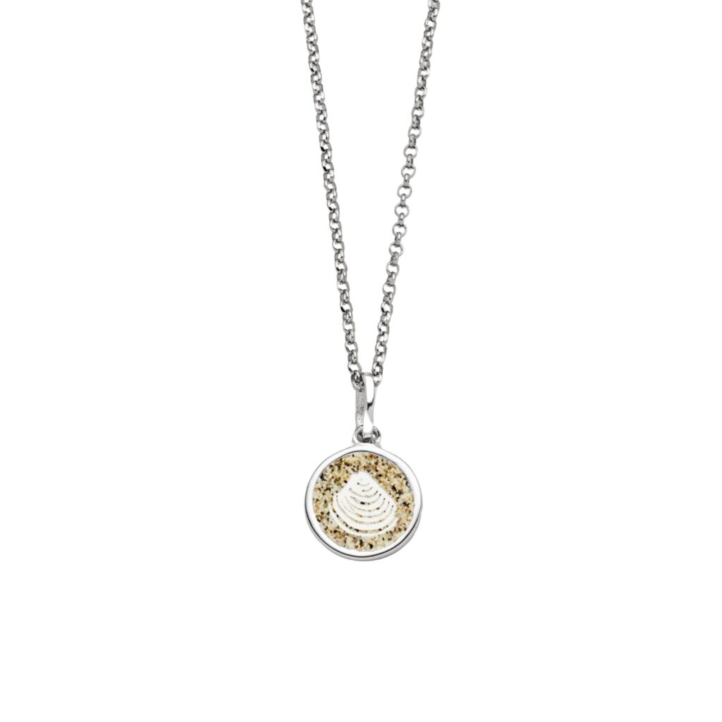 DUR Schmuck Kette MUSCHEL 2.0 Strandsand Silber 925/- rhodiniert 45cm (K2968)