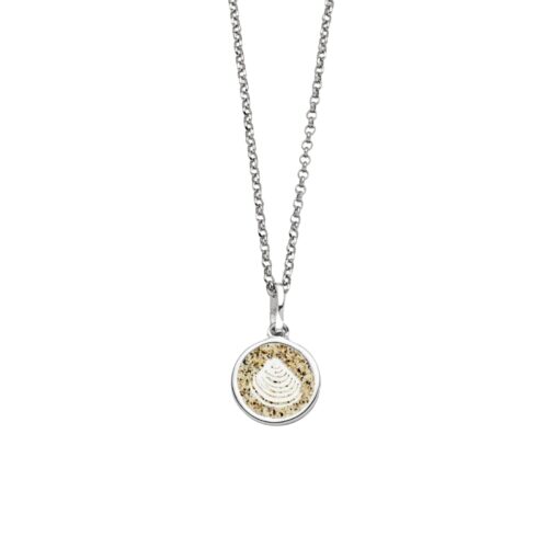 DUR Schmuck Kette MUSCHEL 2.0 Strandsand Silber 925/- rhodiniert 45cm (K2968)