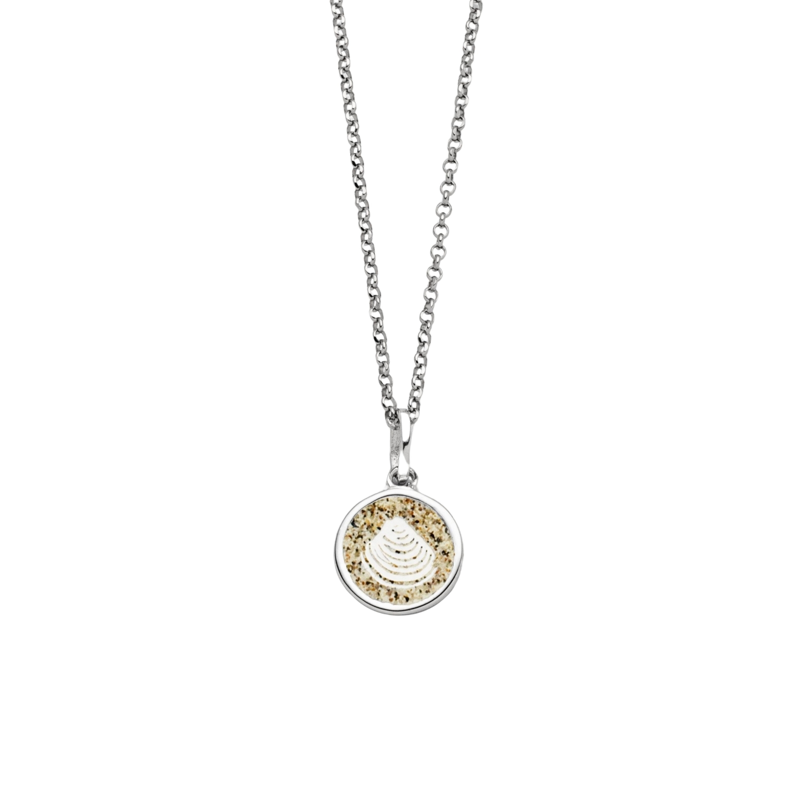 DUR Schmuck Kette MUSCHEL 2.0 Strandsand Silber 925/- rhodiniert 45cm (K2968) – Bild 1