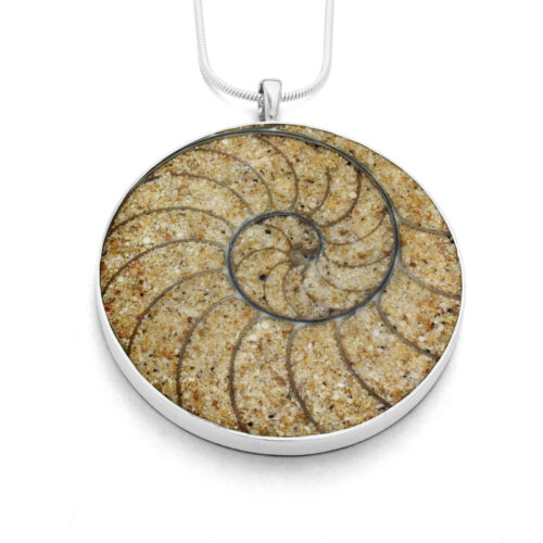 DUR Schmuck großer Anhänger Nautilusscheibe mit Sand ( P3050 )