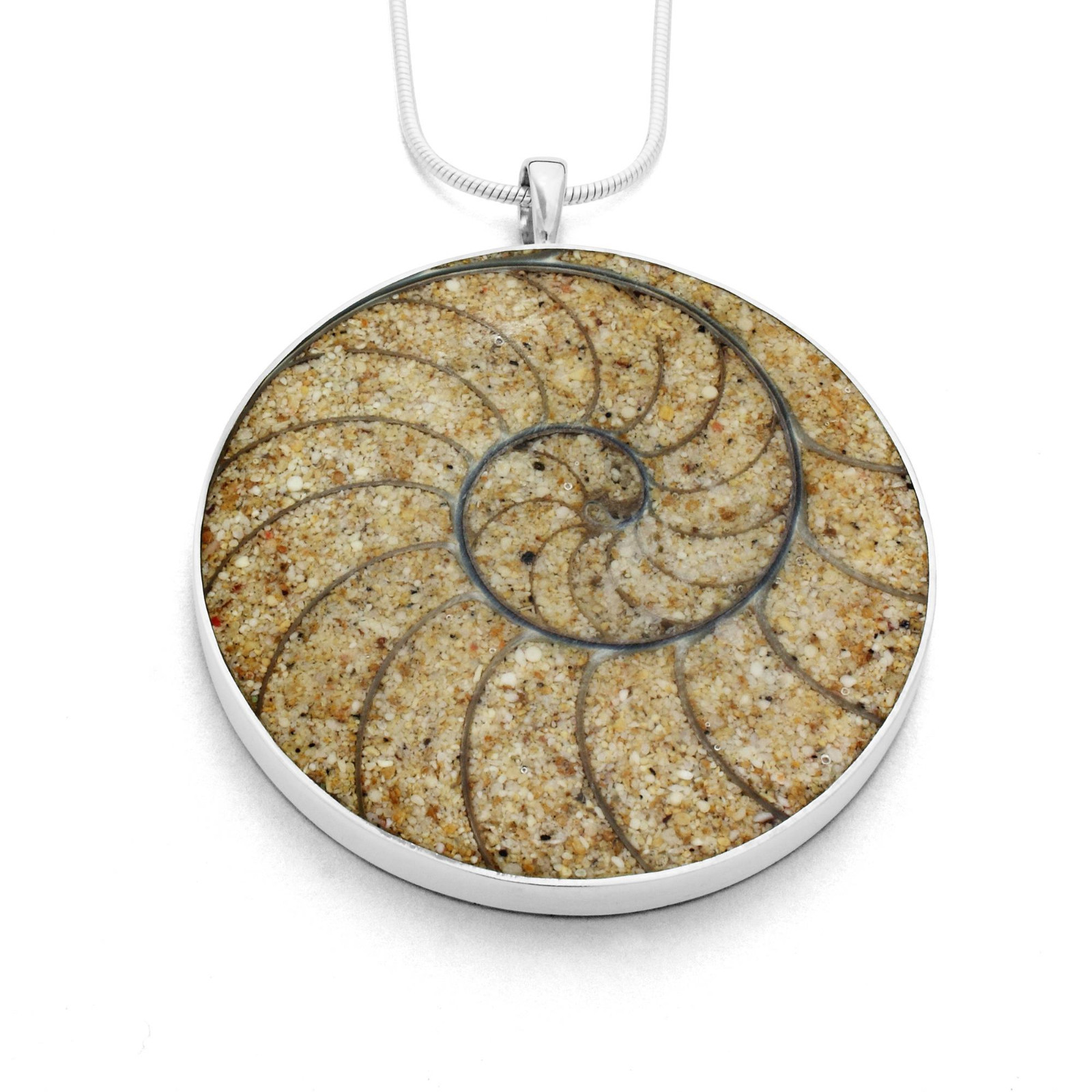 DUR Schmuck großer Anhänger Nautilusscheibe mit Sand ( P3050 ) – Bild 1