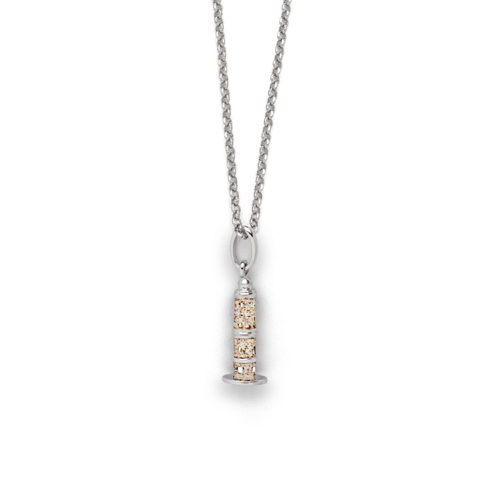 DUR Kette LEUCHTTURM WARNEMÜNDE Strandsand, Silber 925/- rhodiniert 45cm (K2997) – Bild 1