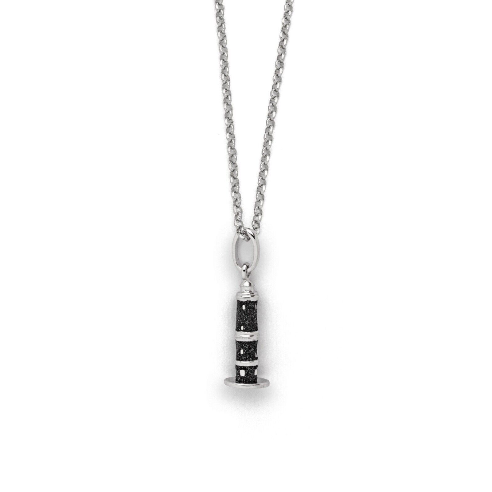 DUR Kette LEUCHTTURM WARNEMÜNDE Lavasand, Silber 925/- rhodiniert 45cm (K2998) – Bild 1