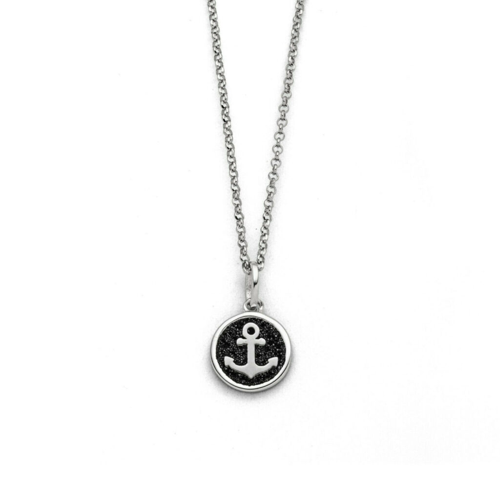 DUR Schmuck Kette HOFFNUNG 2.0 Lavasand, Silber 925/- rhodiniert 45cm (K2974)