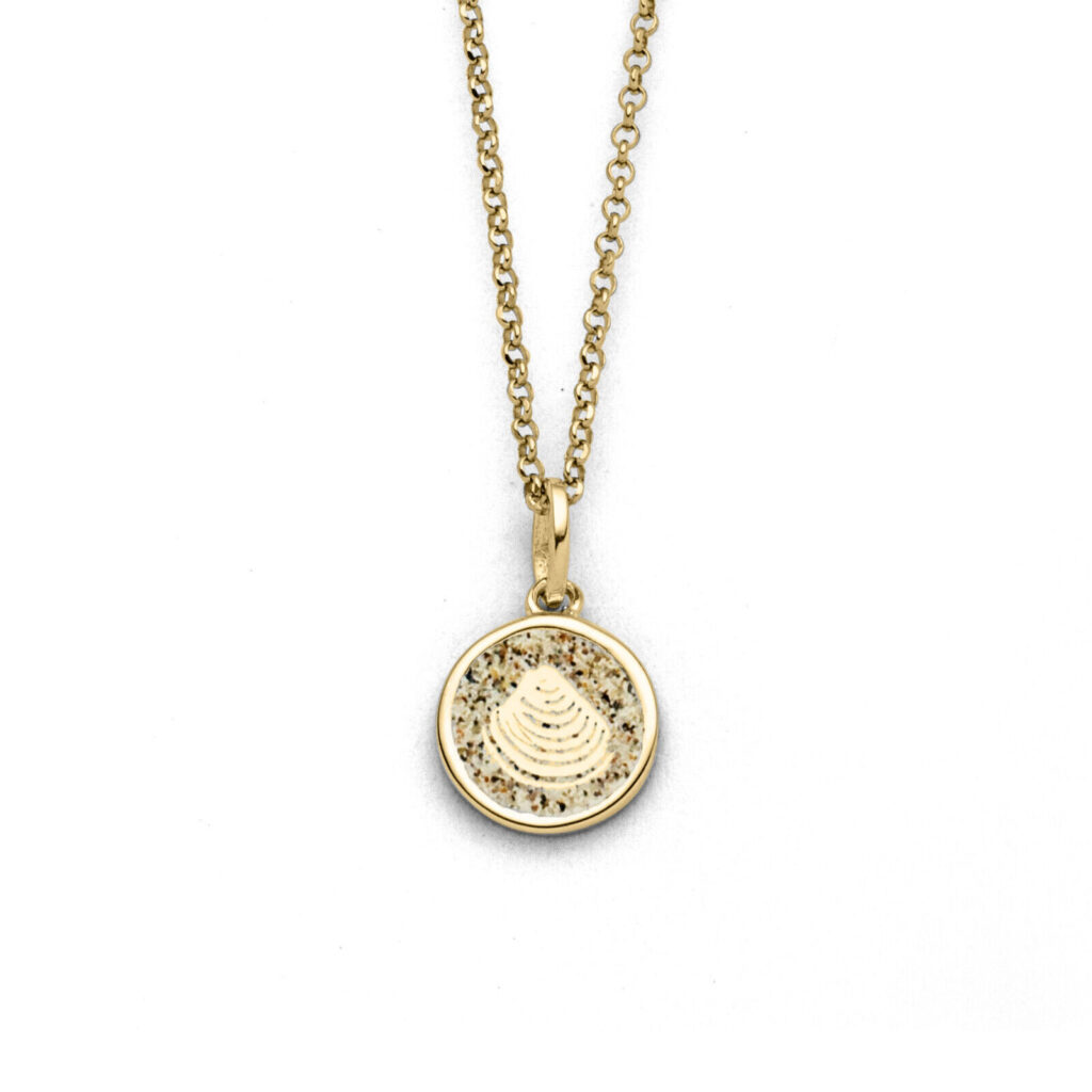 DUR Schmuck Kette MUSCHEL 2.0 Strandsand, Silber 925/- vergoldet 45cm (K2948)