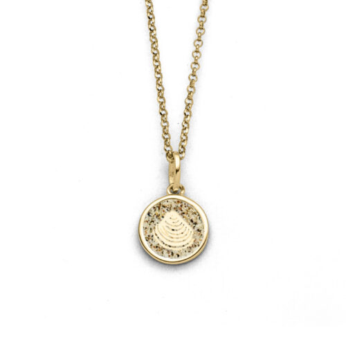 DUR Schmuck Kette MUSCHEL 2.0 Strandsand, Silber 925/- vergoldet 45cm (K2948)