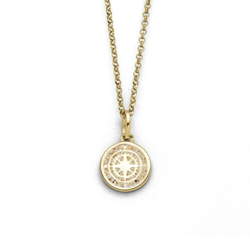 DUR Schmuck Kette KOMPASS 2.0 Strandsand, Silber 925/- vergoldet 45cm (K2946)