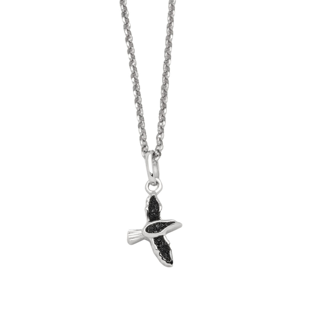 DUR Schmuck Kette MÖWE Lavasand, Silber 925/- rhodiniert, 42cm (K2766)