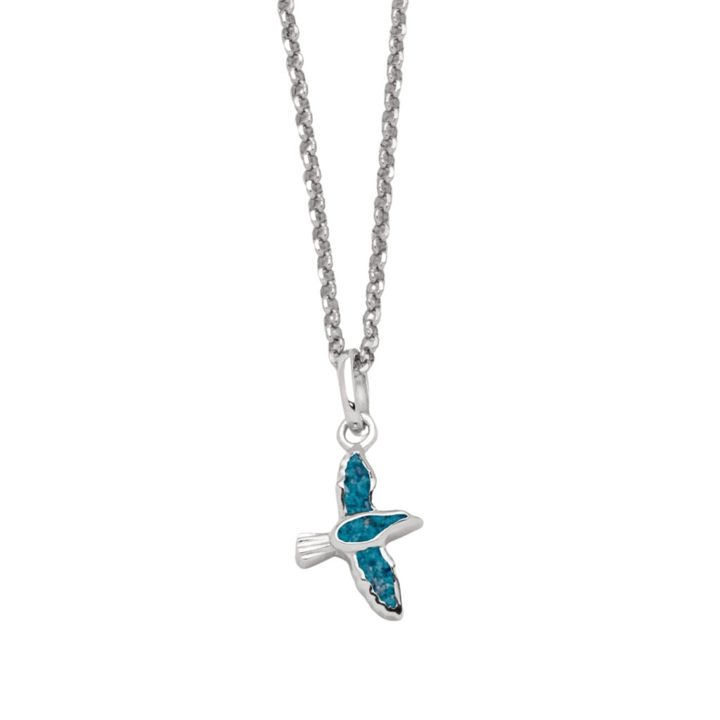 DUR Schmuck Kette MÖWE Steinsand blau, Silber 925/- rhodiniert, 42cm (K2767)