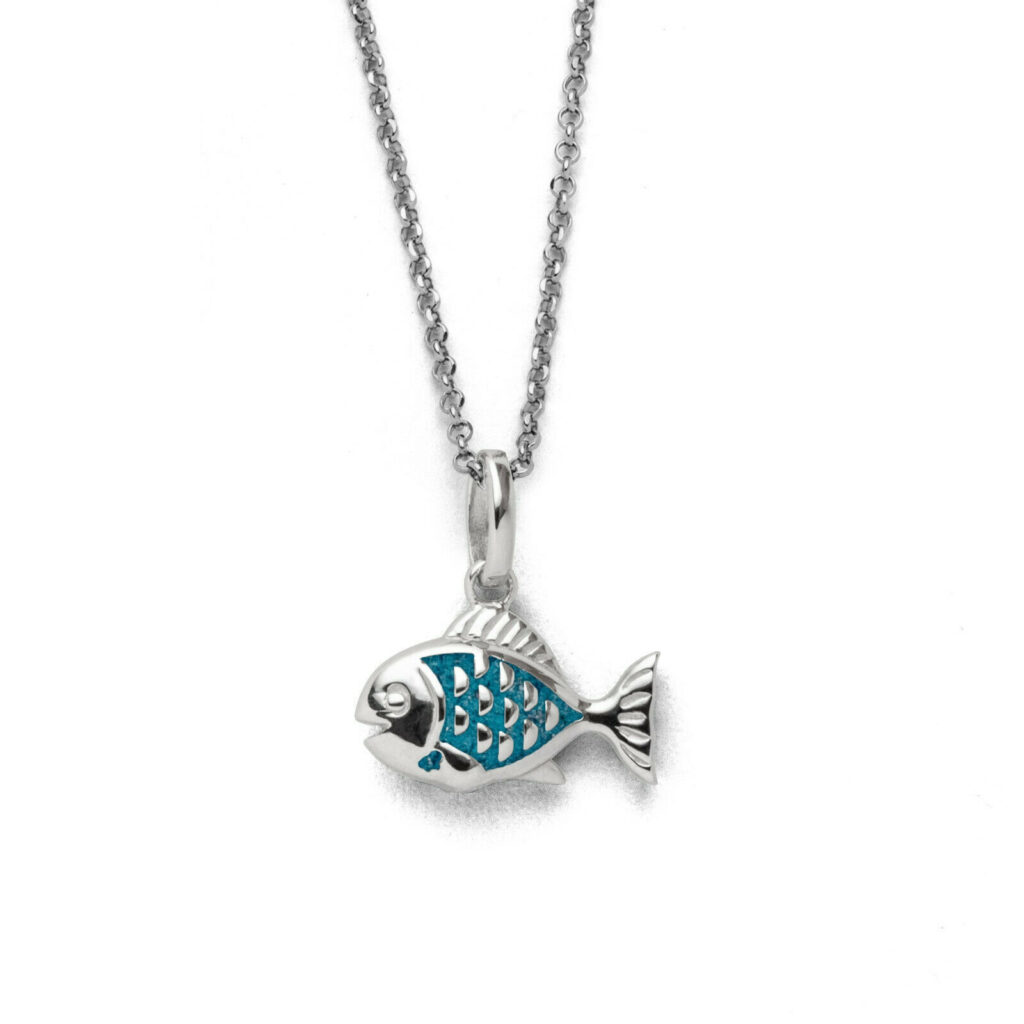 DUR Schmuck Kette FISCH Steinsand 2.0 Silber 925/- rhodiniert 45cm (K2993)