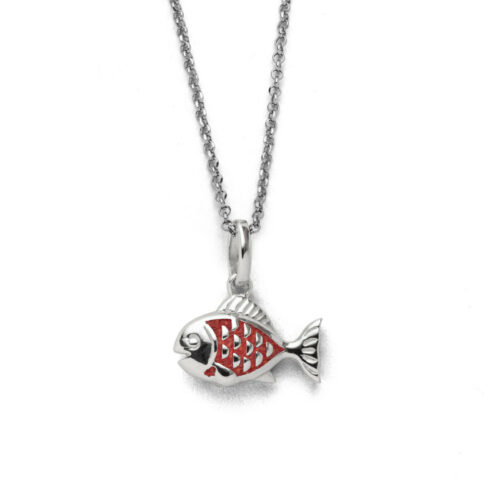 DUR Schmuck Kette FISCH Koralle 2.0 Silber 925/- rhodiniert 45cm (K2994)