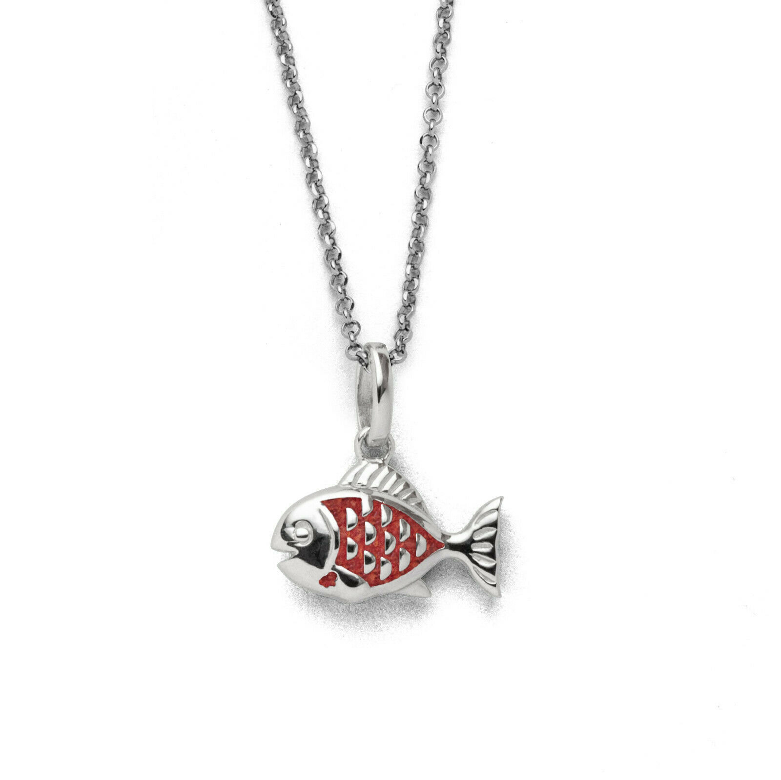DUR Schmuck Kette FISCH Koralle 2.0 Silber 925/- rhodiniert 45cm (K2994) – Bild 1